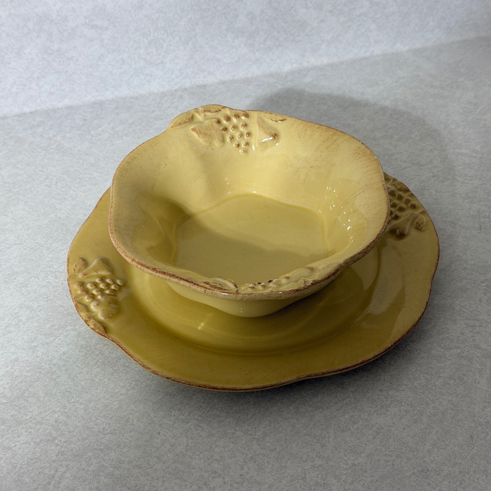 Casafina Casa Stone Madeira Harvest Yellow Stoneware Bowl and Plate Set 2pc